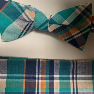 Orange & Blue Plaid Countess Bow Tie For Men